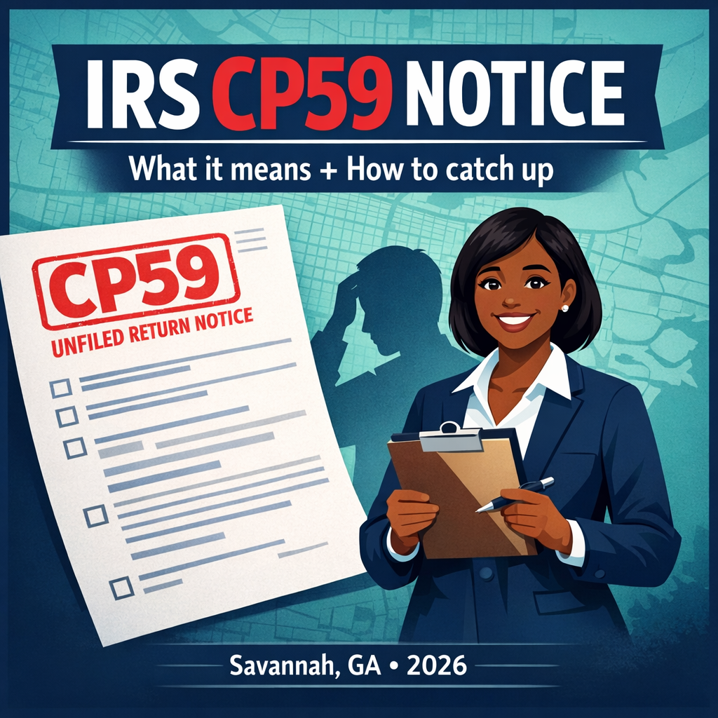 Got an IRS CP59 “Unfiled Return” Notice in 2026? What It Means & How to Catch Up on Back Taxes — Savannah, GA