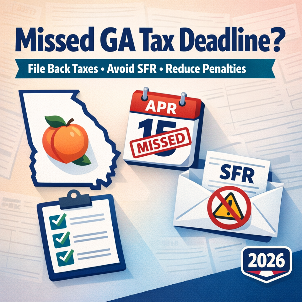 Missed the April 15, 2026 Tax Deadline in Georgia? Fast Steps to File Back Taxes, Avoid an IRS Substitute Return (SFR), and Reduce Penalties